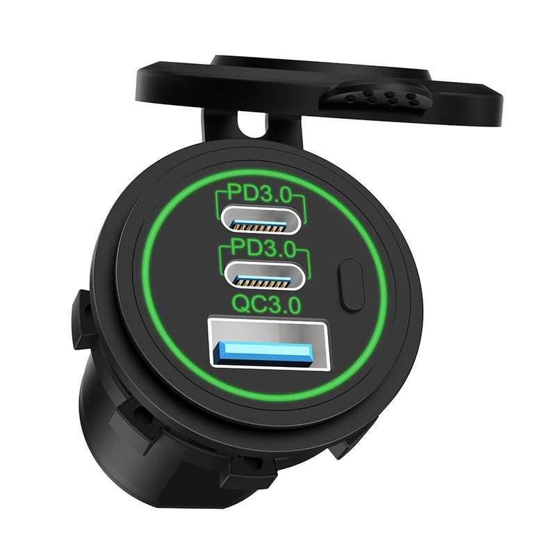 Bluejw Dual USB Car Charger Adapter: 30W PD & 36W QC3.0 + 100W 12V USB Power Outlet Socket for Automobile/Truck/RV/Marine/Golf - Fast Car Charging - Image 1